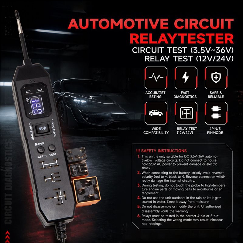 NEW-Automotive Relay Tester, D - Power Supply Tester recension och pris